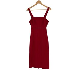Cinq a Sept Red Sleeveless Open Back Midi Dress - Women's Size 6 Minimalist Sexy